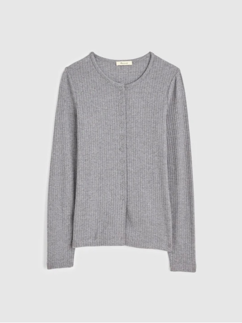nwt madewell textural cutaway crewneck cardigan in hthr charcoal xs $78 gray